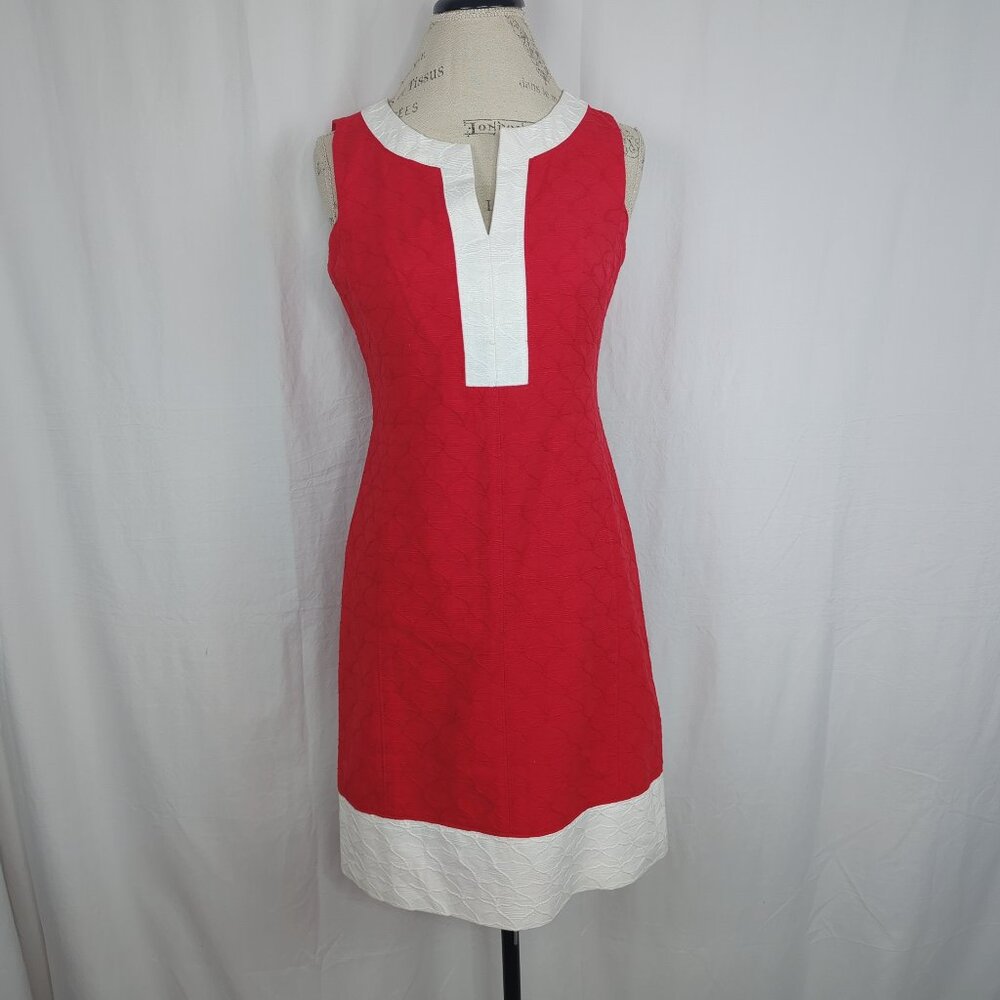 Vineyard Vines Red  Dress 4 Small Retro Mini White Jacquard NWT